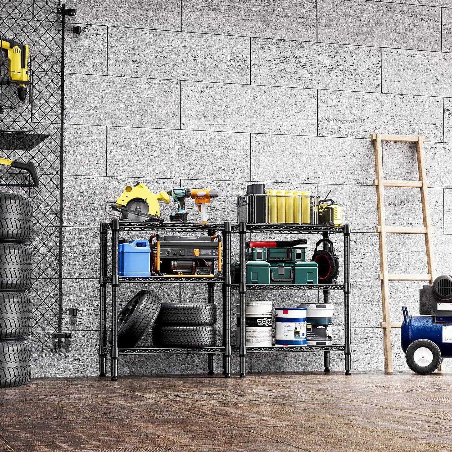 750 lbs 3 Tier Shelf Metal Storage Shelves Wire Rack Closet Organizers for Garage Kitchen Bathroom Laundry Black 11.8" D x 25.6" W x 31.5" H