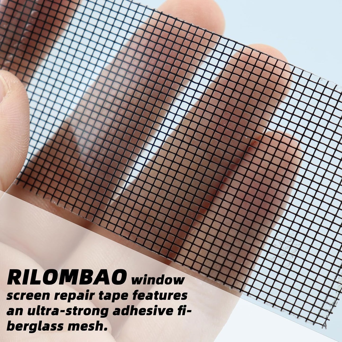 2IN Wide (16.4Ft/5.46Yd/Roll) Window Screen Repair Tape for Windows or Doors, 3-Layer Design - Adhesive Fiberglass Mesh Patch Waterproof Tape, Easy to Cut & Apply, Black, 1 Roll