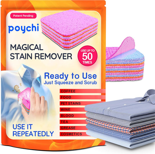 Magical Fiber Stain Remover- Use as Spot Remover- No Dry Cleaning Food, Grease, Coffee Off Laundry, Tea, Fabric, Pet Stains, Stain Remover Sponge Clothes, Carpet, Sofa, Mattress & Upholstery (2 Pack)
