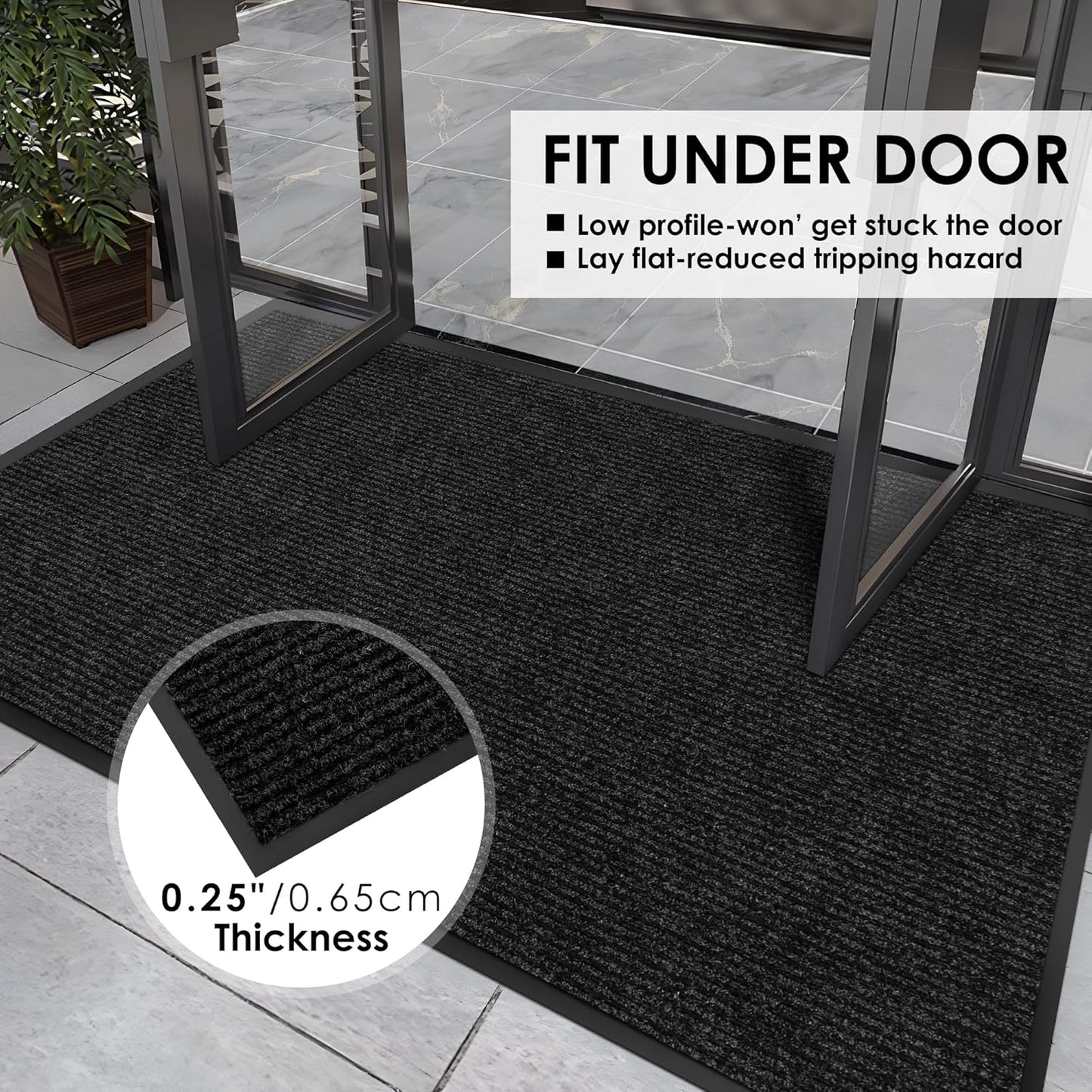 2′ x 60′ Front Door Mat Indoor Outdoor Entrance, Commercial Floor Mat Heavy Duty Dirt Trapper Entryway Doormat, Custom Size Non Slip Rubber Backing Welcome mat, Door Mat for High Traffic Area