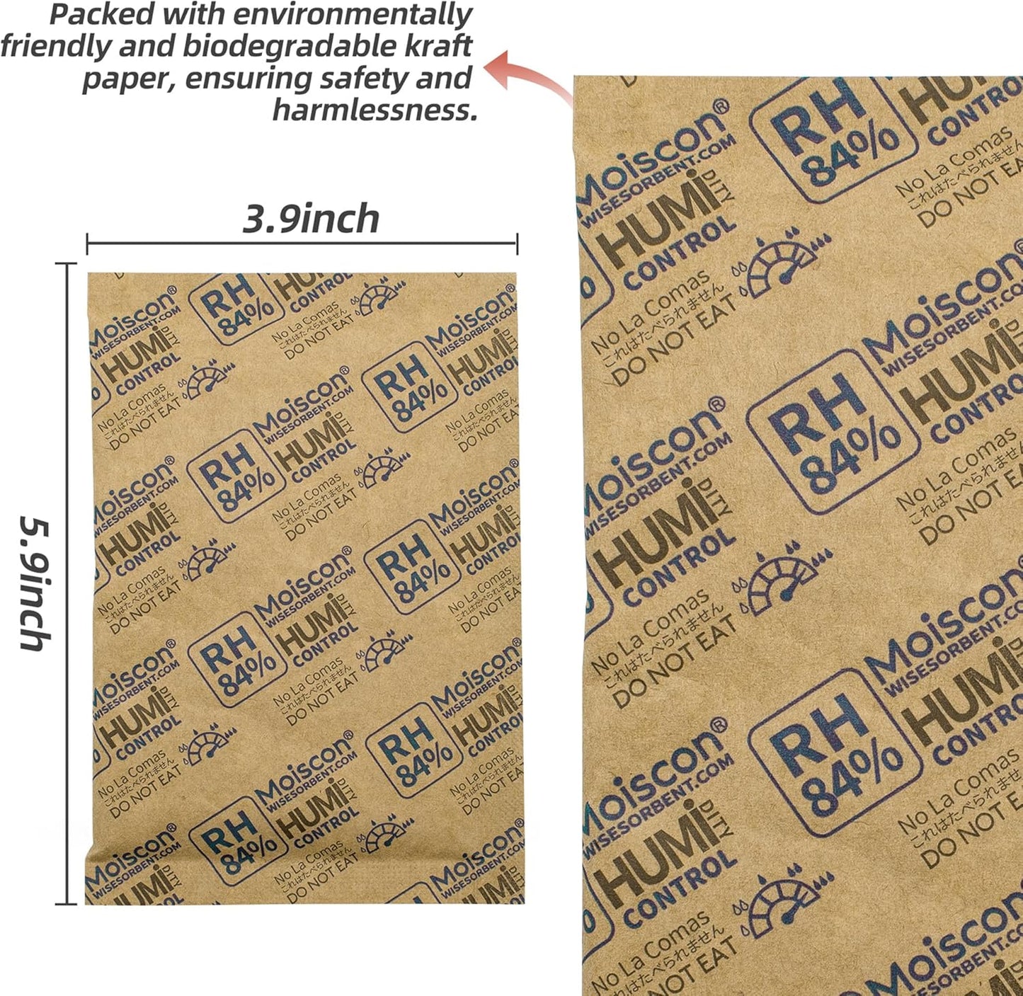 84% Two-Way Humidity Control Packs for Storing 1 lb – Size 60 – 50 Pack – Seasoning Packets Moisture Control Packets Individually Wrapped, Humidifier Packs for Season Wood Humidifier Boxes