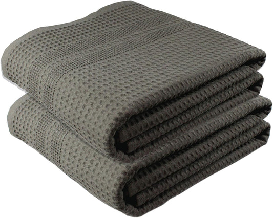GILDEN TREE Waffle Bath Sheet Large Bath Towels Quick Dry Thin Body Towels, 40x80 Oversized Bath Towels for Adults, 2 Pack Bath Sheet Set, Classic Style (Stone)