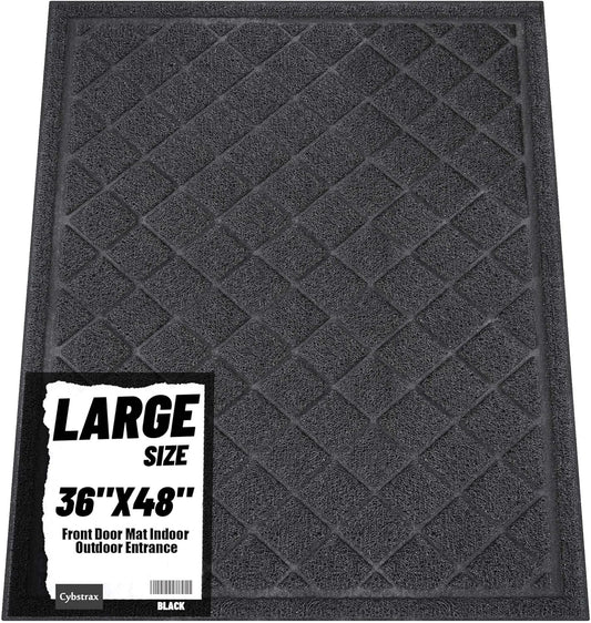 Front Door Mat Indoor Outdoor Entrance, 36" x 48" Heavy Duty All-Season All-Weather Waterproof Doormat Trap Dirt and Moisture Easy Clean Low Profile Patio Porch Entryway Mat