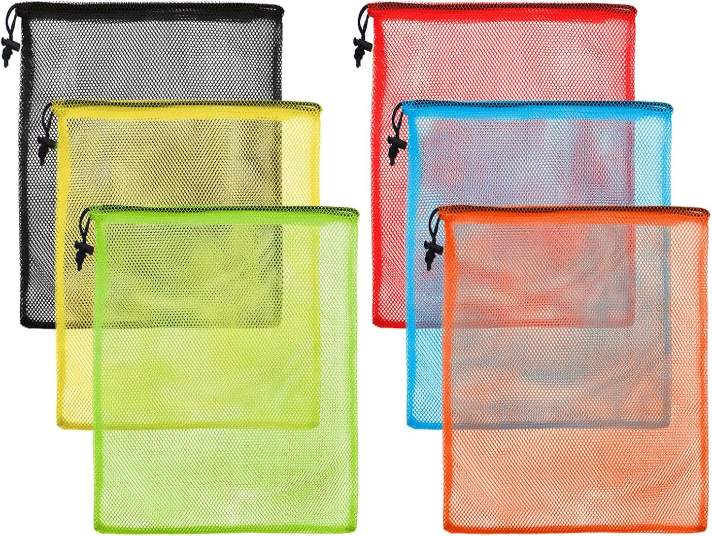 iMucci 13"X15.5" 6Pcs Mesh Laundry Drawstring Bag Nylon Drawstring Gym Bag with Cord Lock Closure