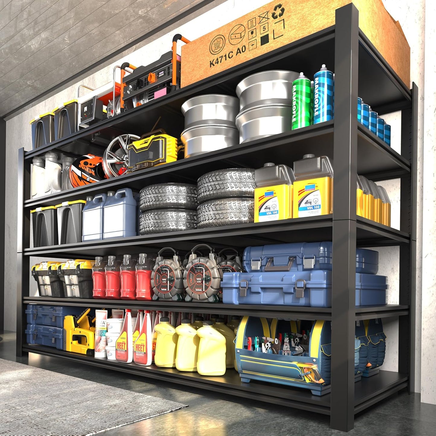 60"W Garage Shelving Heavy Duty Metal Shelving 3000LBS Storage Shelves Adjustable 5 Tier Metal Shelves for Storage Industrial Shelves for Garage, Warehouse, 24.2" D x 60'' W x 72'' H, 3 Packs