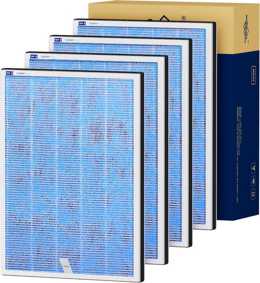 Membrane Solutions MSA3/MSA3S Genuine Original Air Purifier Filter Replacement 4 Pack, Upgraded 4-in-1 H13 True HEPA Filter with OdallerPure Technology,