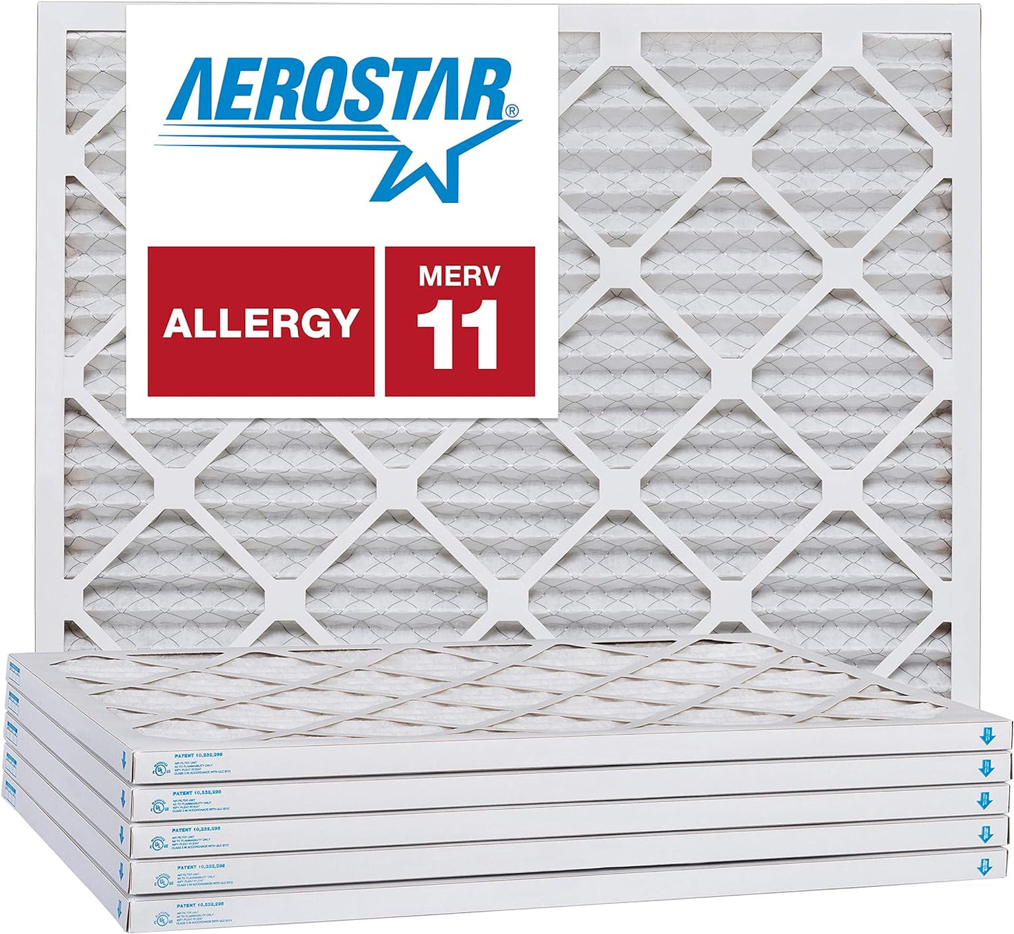 Aerostar 12x30x1 MERV 11 Pleated Air Filter, AC Furnace Air Filter, 6 Pack (Actual Size: 11 3/4" x 29 3/4" x 3/4")