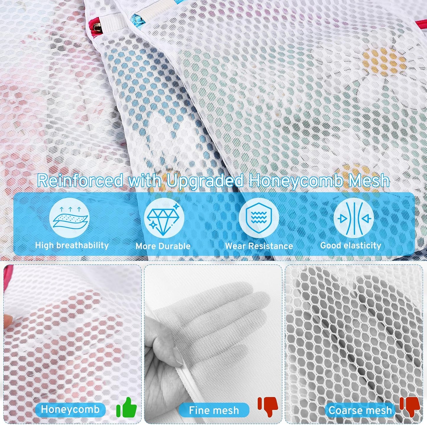 2 Pack XXL Durable Honeycomb Mesh Laundry Bags for Delicates with AUTO-Lock Zipper, Lingerie Bags for Washing Delicates, Laundry Bags Mesh Wash Bags for Bed Sheet,Bed cover,Blanket,Curtain, Sweater