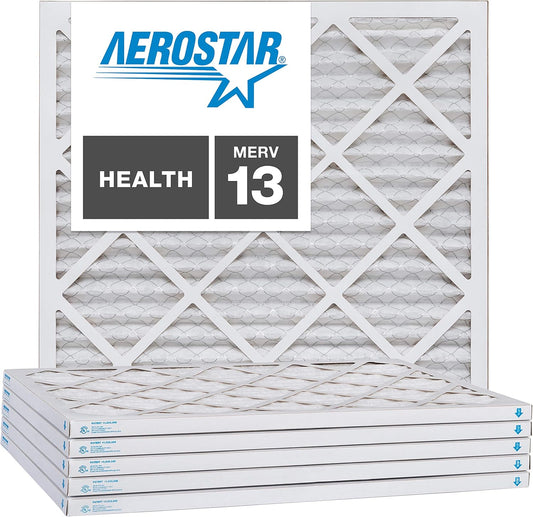 Aerostar 21 1/4x21 1/4x1 MERV 13, Pleated Air Filter, 21 1/4 x 21 1/4 x 1, Box of 6, Made in the USA