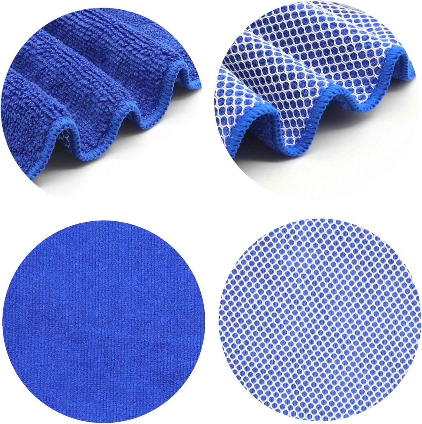 Microfiber Dish Cloths Fast Drying Kitchen Cleaning Cloth Dish Rags Dust Cloths Ultra Absorbent Lint Free Washcloths with Poly Scrub Side 12inch x 12inch 8 Pack (Dark Blue)