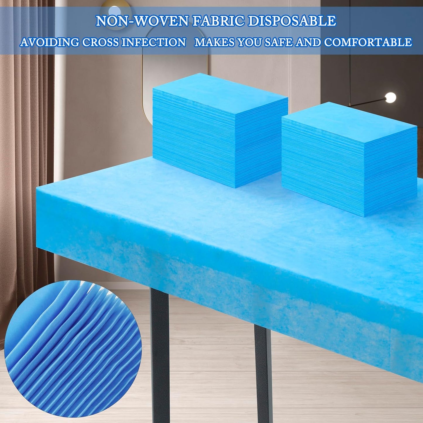 200 Pcs Disposable Bed Sheets 31" x 71" Massage Table Sheets Non Woven Fabric SPA Bed Cover Breathable for Massage Beauty Tattoos (200 Pcs Blue-2)
