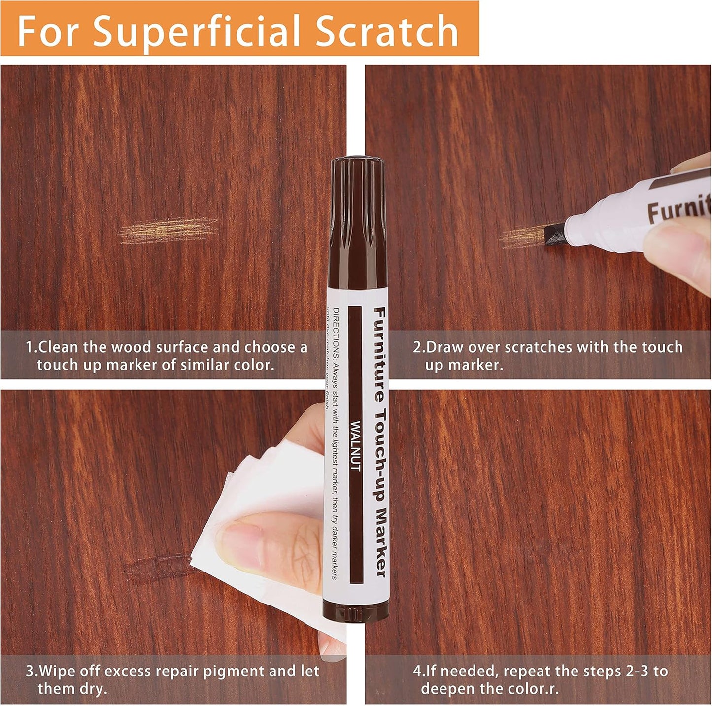 Lifreer Wood Furniture Repair Kit - 40 Pcs Wood Filler, Touch Up Markers with Wax Sticks - for Wood Floors, Stains, Scratches,Tables, Door, Carpenters, Bedposts