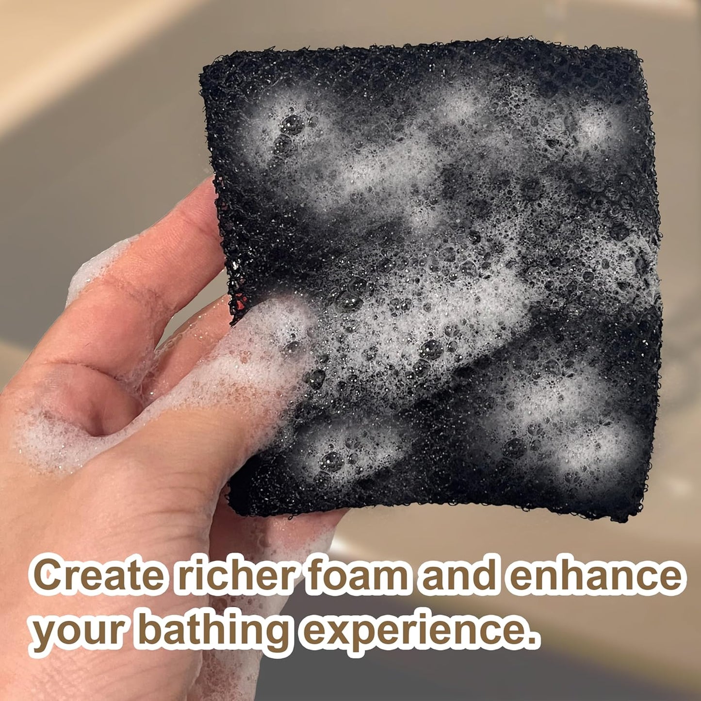 2 Pack Soap Bag Deep Roughness,Bar Soap Pouch Saver Pocket,Body Scrubber Shower Sponge Loofah,Exfoliating Bath Sponge (Black)