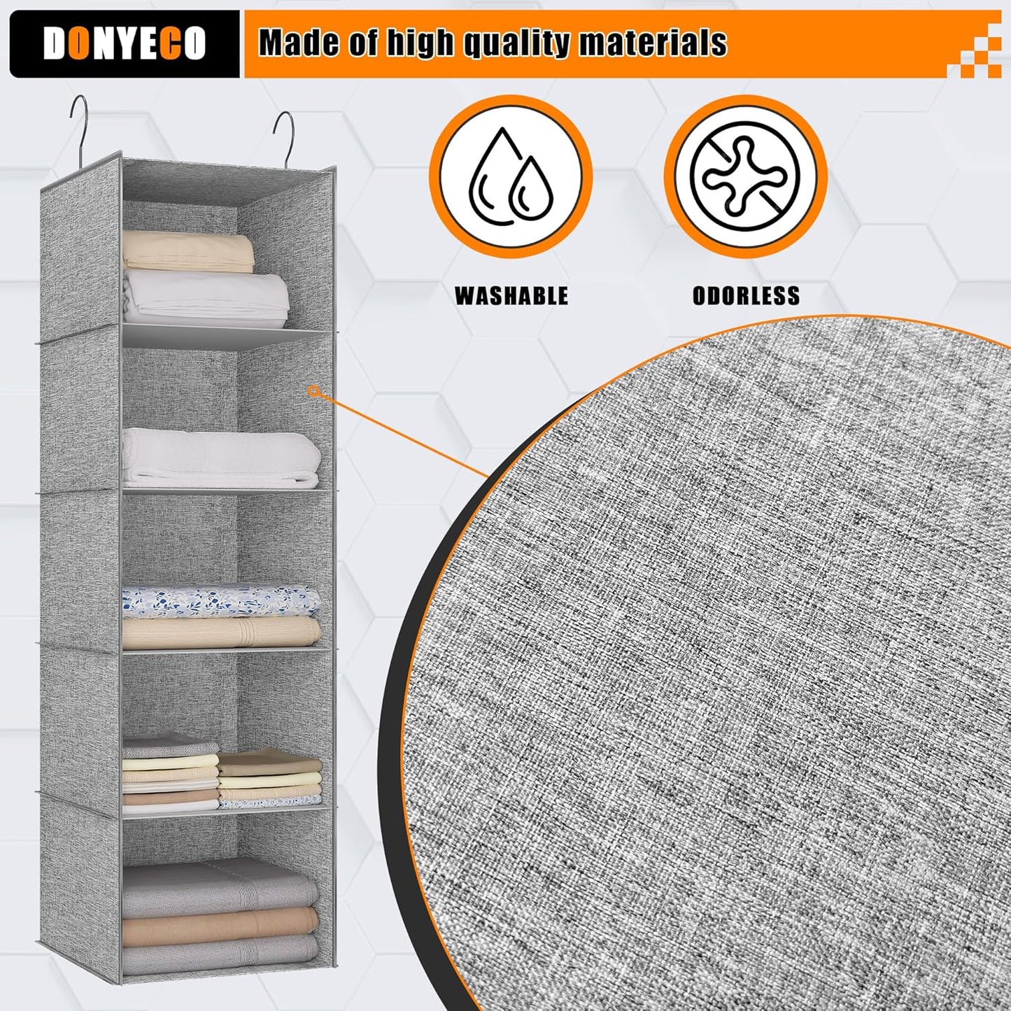 5-Shelf Hanging Storage Closet Organizer, Linen Rv Storage and Organization for Wardrobe, Inside, Camper Accessories, Nursery, Baby Room