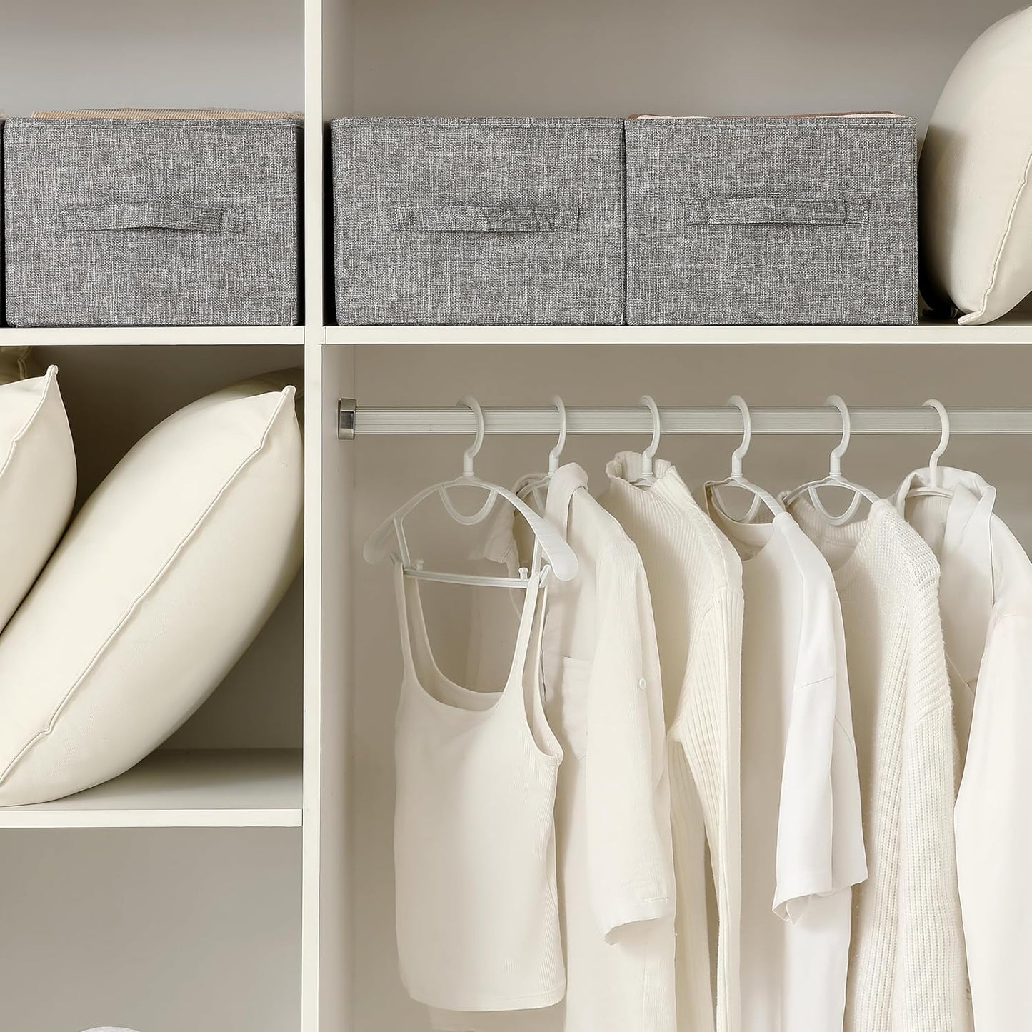 Linen Folding Storage Bins, 3 Pack Large Storage Baskets, Washable, Clothing Storage Bins with Handle, Closet Organizer for Storage Sweater,Sheets(dark grey, 18½"x11" x8½")