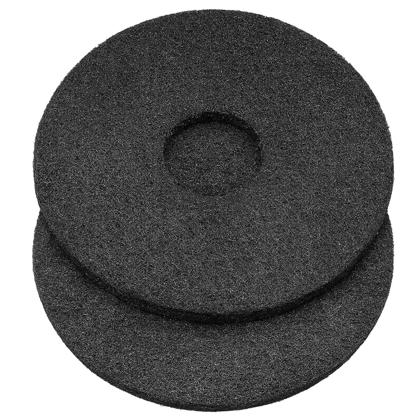 12" Black Scrubbing Pads Commercial Cleaning Orbiter Pads-Maintenance Non Woven for Floor Buffer Machine 2 Pcs