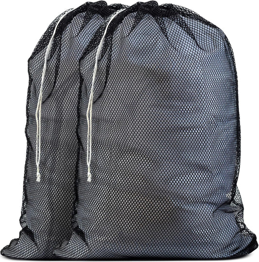 Handy Laundry Mesh XL Laundry Bags - Pack of 2 - Large 24" x 36" - Durable, Machine Washable with Secure Drawstring Closure - Perfect for College Dorms, Laundromats, Apartments (Black)