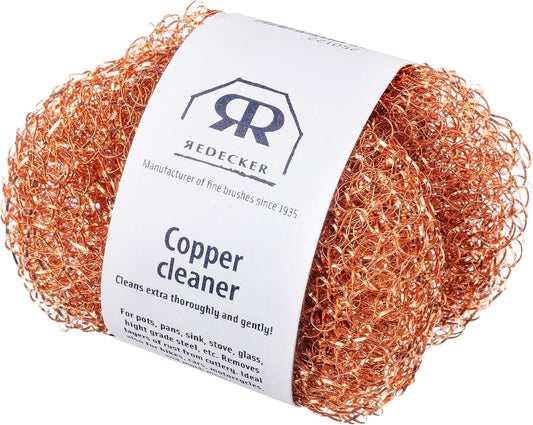 Redecker Real Copper Pot Scrubbers – Double-Layer Copper Scouring Pads for Pots, Pans, Dishes & More – Gentle, Scratch-Free Cleaning – Durable Copper Sponge Scrubber, Set of 2