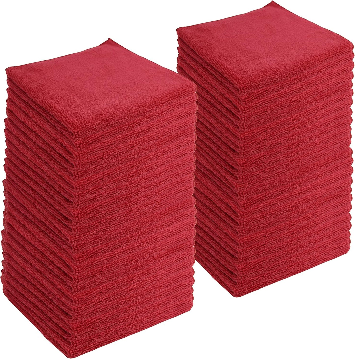 Microfiber Cleaning Cloths, 240 Pack, 16"x16", All-Purpose, Softer, Highly Absorbent, Lint-Free, Reusable, Washable Pro Towels, Red, for House, Kitchen, Bathroom, Car, Office