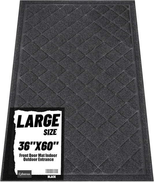 Front Door Mat Indoor Outdoor Entrance, 36" x 60" Heavy Duty All-Season All-Weather Waterproof Doormat Trap Dirt and Moisture Easy Clean Low Profile Patio Porch Entryway Mat