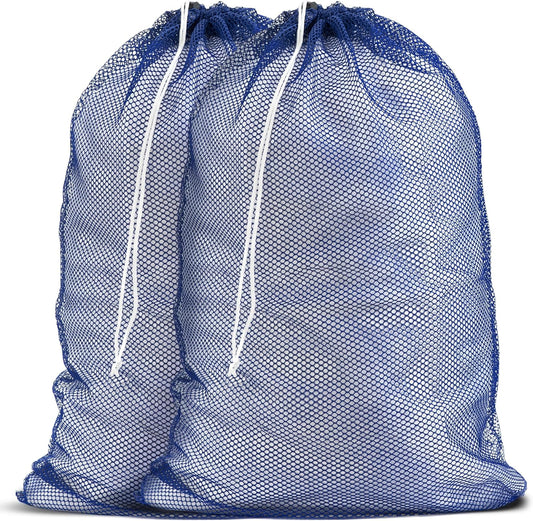 Handy Laundry Mesh XL Laundry Bags - Pack of 2 - Durable, Machine Washable with Secure Drawstring Closure - Perfect for College Dorms, Laundromats, Apartments (Blue, Large 24" x 36", 2-Pack)