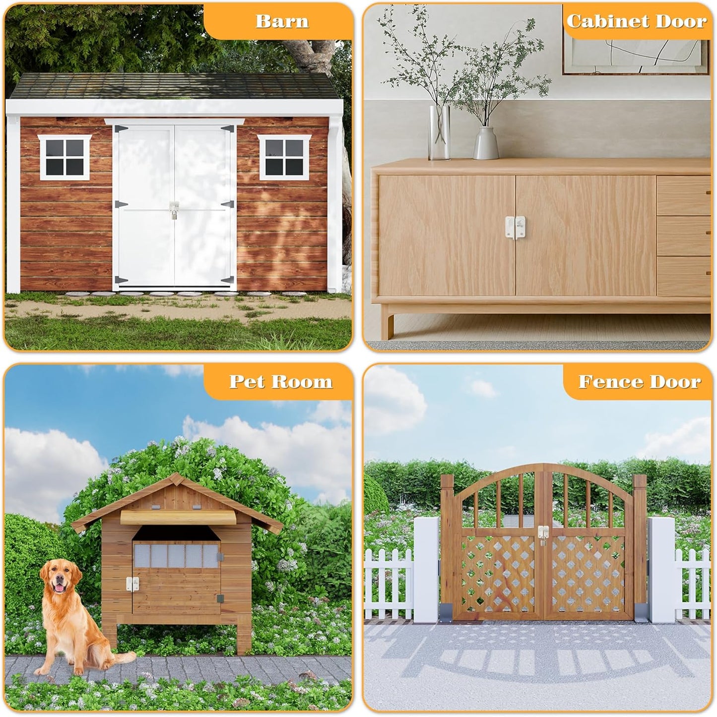 Alise Flip Latch Gate Latches Slide Bolt Latch Safety Door Lock Catch for Barn Cabinet Pet Cage Garden Bathroom Garage Window Sliding Door,Stainless Steel White Finish MS3006R-W