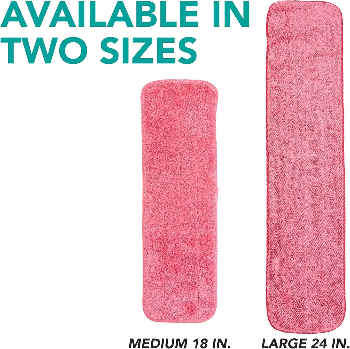 Arkwright Spray Mop Replacement Pads - (Case of 120) Bulk Microfiber Flat Dry and Wet Refill Mop Pads Floor Cleaning, Compatible with Bona and Rubbermaid, Fits All Mop Heads, 24 in, Red