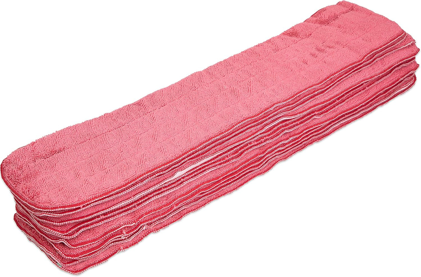 Arkwright Spray Mop Replacement Pads - (Case of 120) Bulk Microfiber Flat Dry and Wet Refill Mop Pads Floor Cleaning, Compatible with Bona and Rubbermaid, Fits All Mop Heads, 24 in, Red