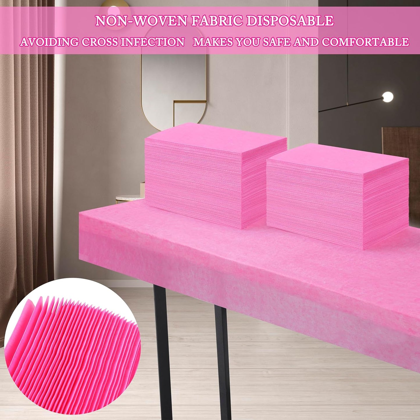 50 Pcs Disposable Bed Sheets 31" x 71" Massage Table Sheets Non Woven Fabric SPA Bed Cover Breathable for Massage Beauty Tattoos (50 Pcs Pink)