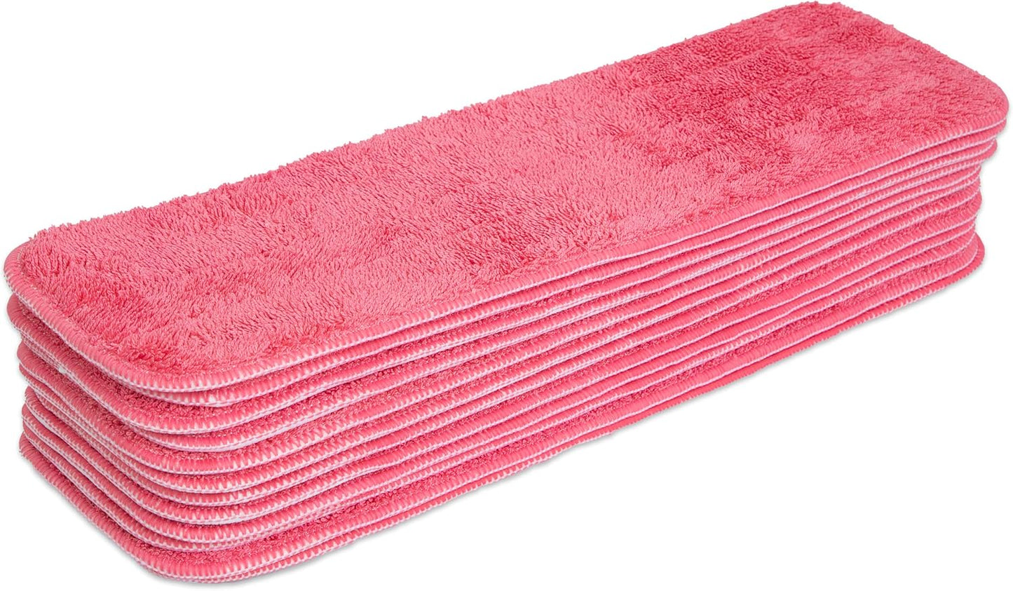 Arkwright Spray Mop Replacement Pads - (Case of 120) Bulk Microfiber Flat Dry and Wet Refill Mop Pads Floor Cleaning, Compatible with Bona and Rubbermaid, Fits All Mop Heads, 18 in, Red
