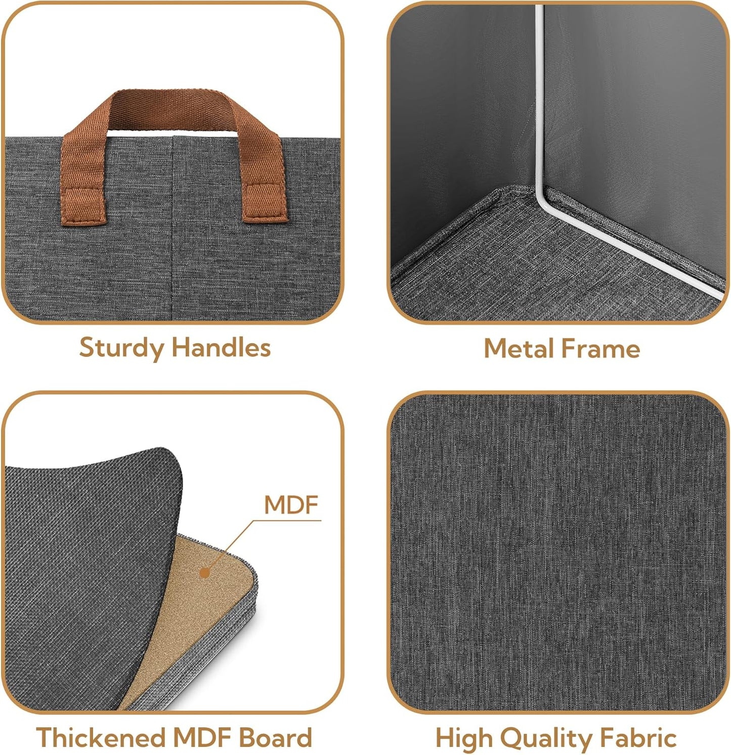 GRANNY SAYS Storage Baskets for Shelves, Closet Organizer Bins, Clothes Storage Bins with Metal Frame, Large Baskets for Organizing and Storage, Collapsible, Dark Gray, 2-Pack