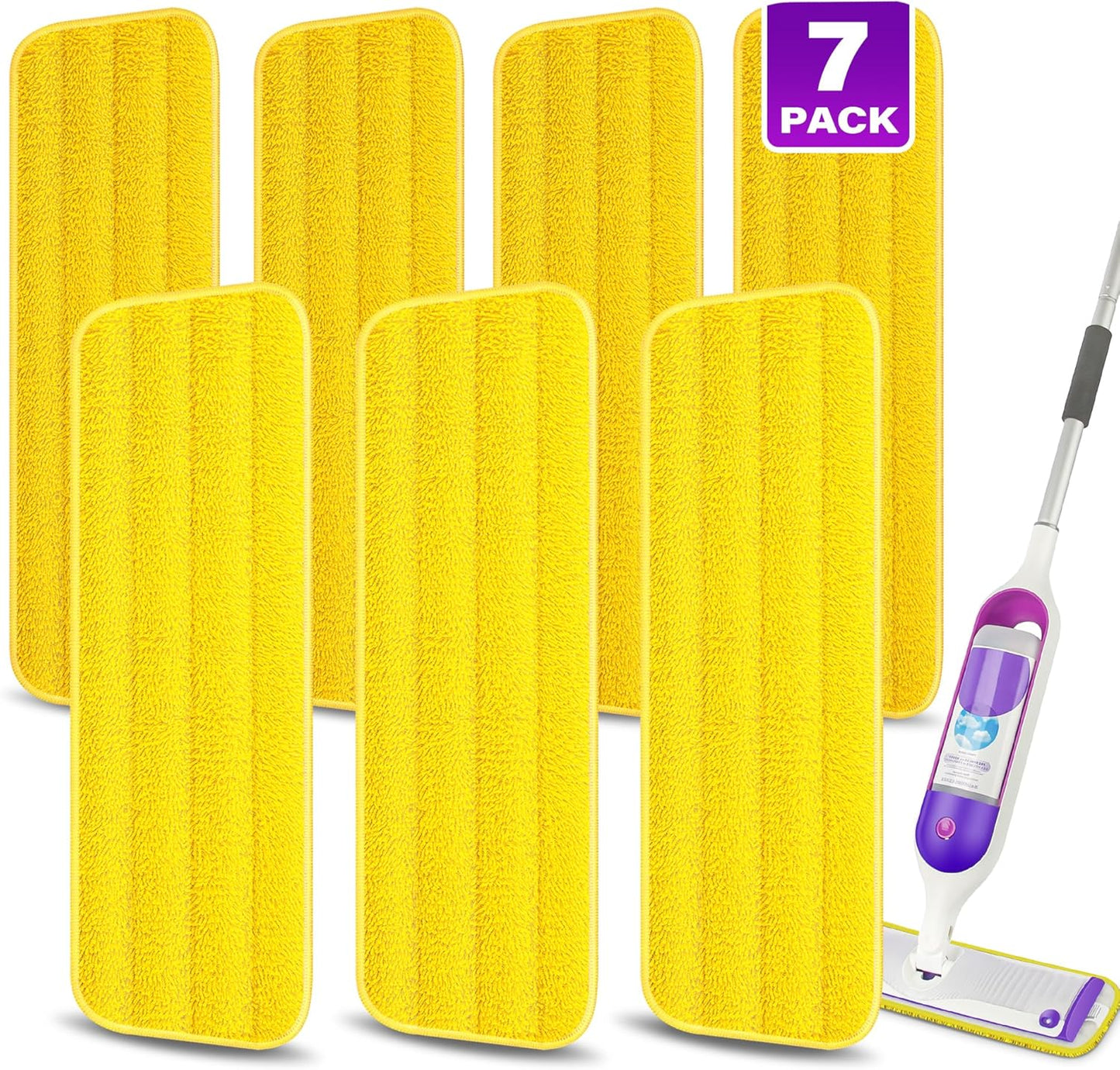 7 Count Reusable Mop Pads for Swiffer PowerMop -MEXERRIS Microfiber Wet Mops Refills PowerMop Pads Machine Washable Hard Wood Floor Mop Pads Replacement for 13''-15'' Spray Floor Mops
