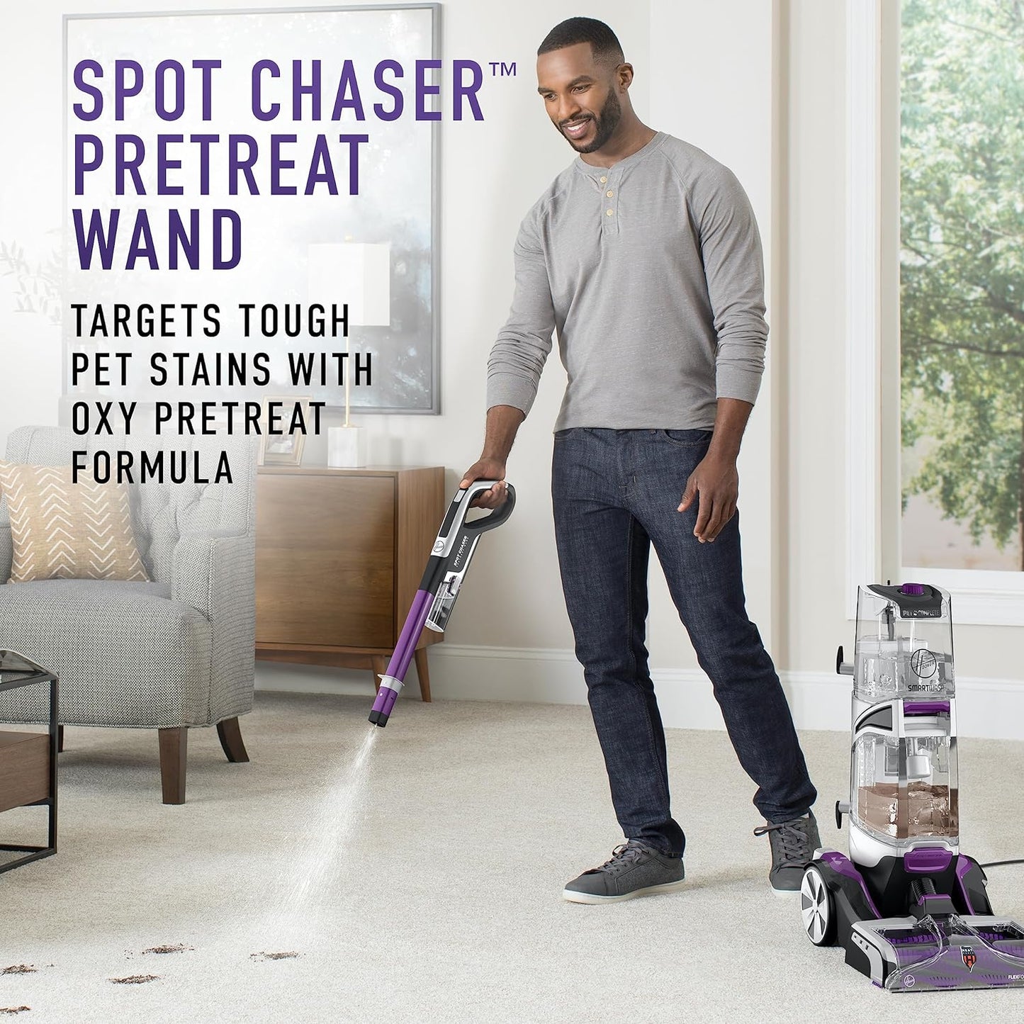 Hoover SmartWash Pet Automatic Carpet Cleaner Machine with Spot Chaser Wand and Storage Mat, Deep Cleaning Carpet Shampooer Machine, Pair with a Hoover Carpet Cleaner Solution