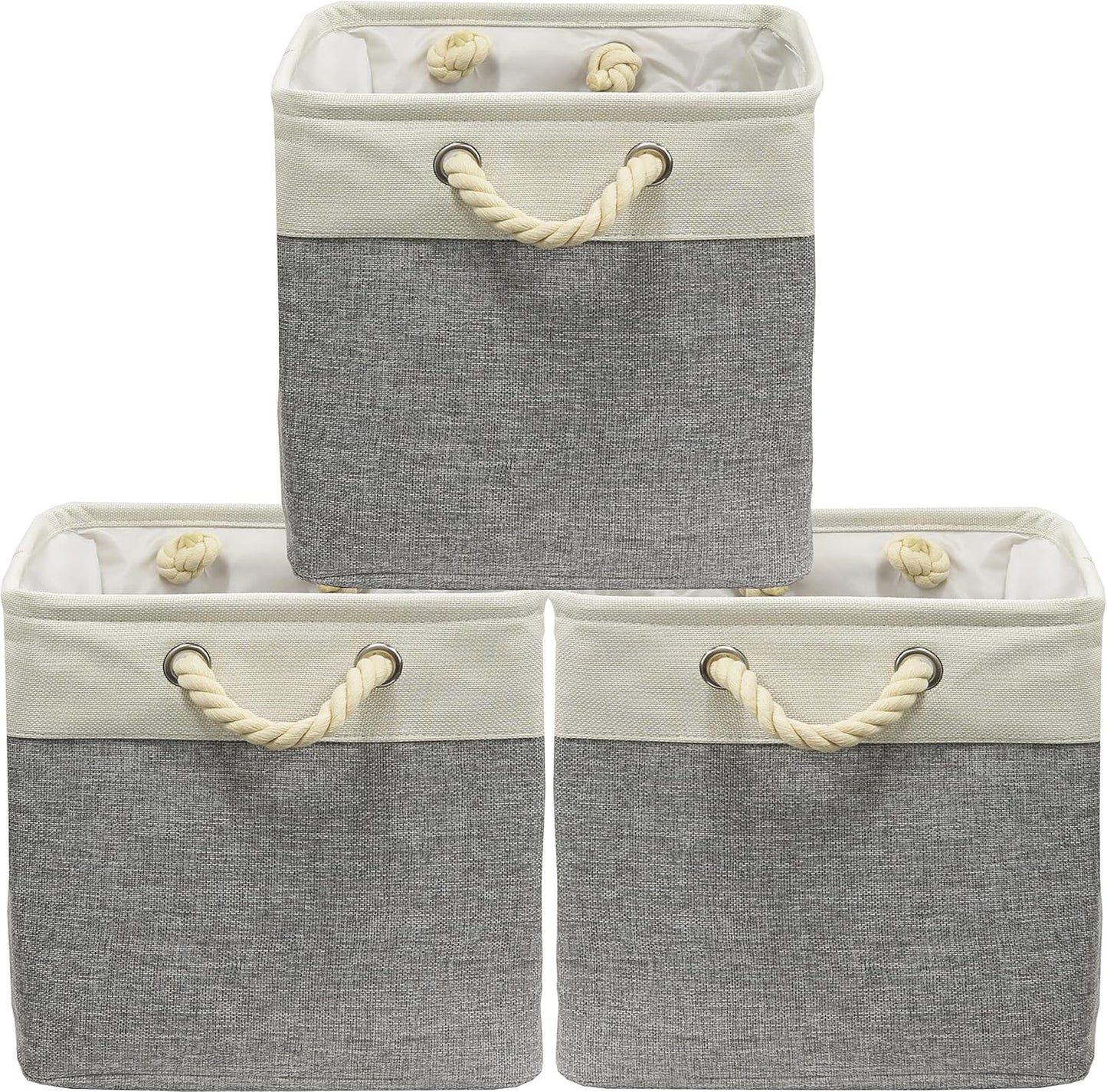 SIMPLE HOUSEWARE Fabric Storage Cubes, 13" x 13" Storage Bin, 3 Pack, Gray