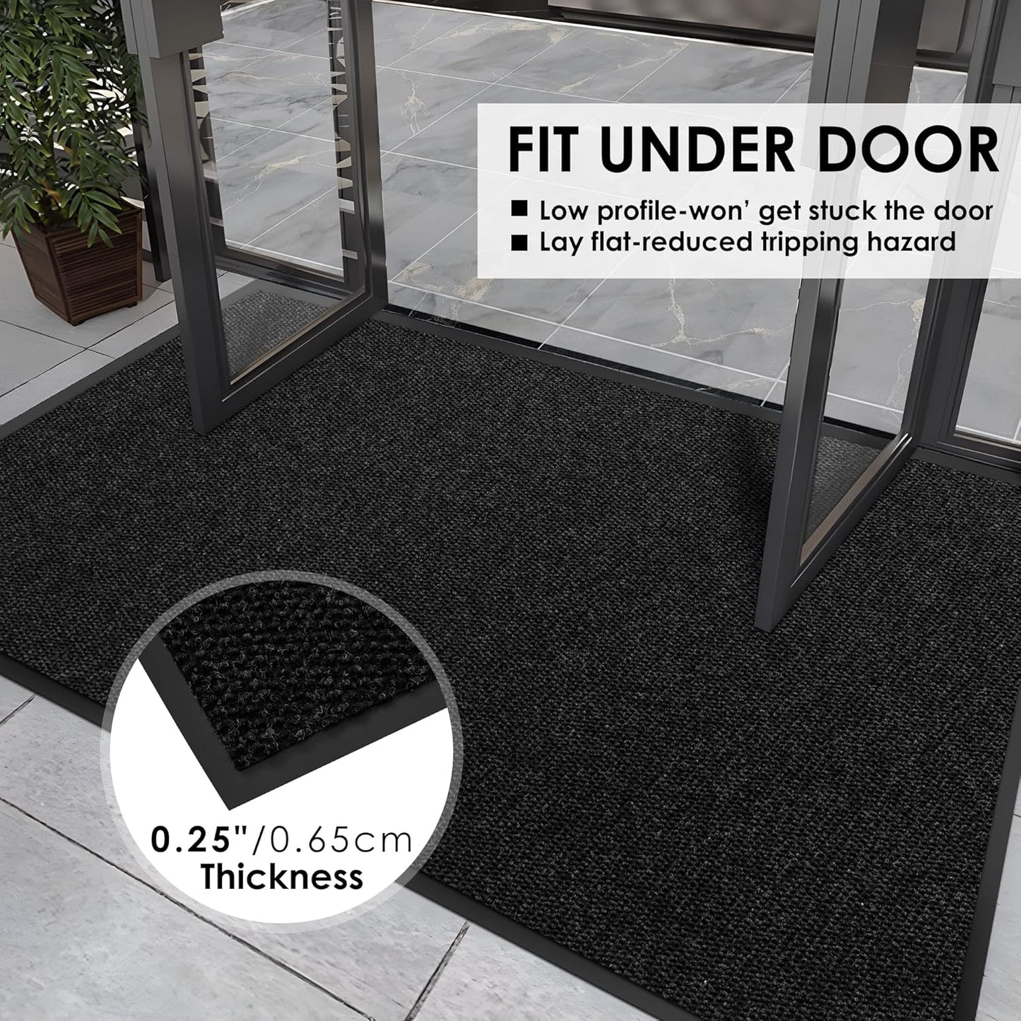 2′ x 31′ Front Door Mat Indoor Outdoor Entrance, Commercial Floor Mat Heavy Duty Dirt Trapper Entryway Doormat, Custom Size Non Slip Rubber Backing Welcome mat, Door Mat for High Traffic Area