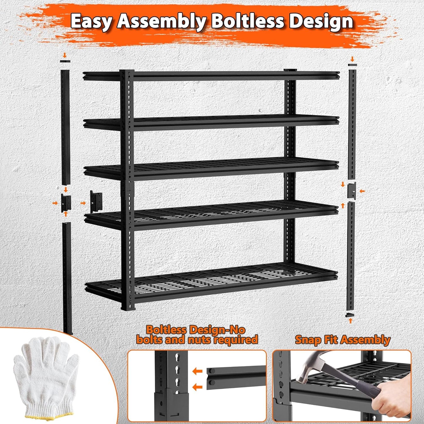 Storage Shelves Heavy Duty, 3 PCS 48" L x 18" W x 72" H Garage Wire Shelving Unit Loads 2800LBS, 5-tier Adjustable Metal Industrial Utility Shelf Rack for Kitchen, Laundry Room, Warehouse, Basement