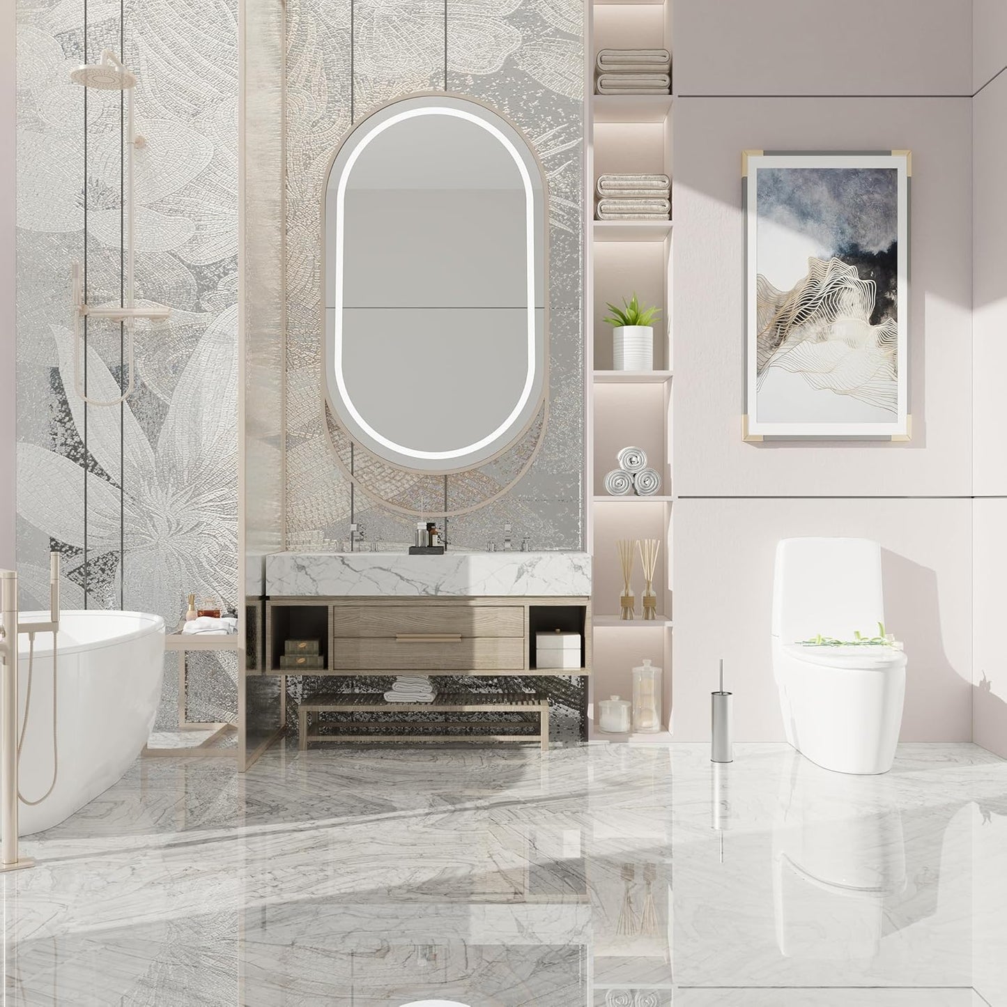 Toilet Brush and Holder Set Premium Material Toilet Bowl Cleaner Free Standing Toilet Bowl Brush and Holder 1pack Brushed Nickel