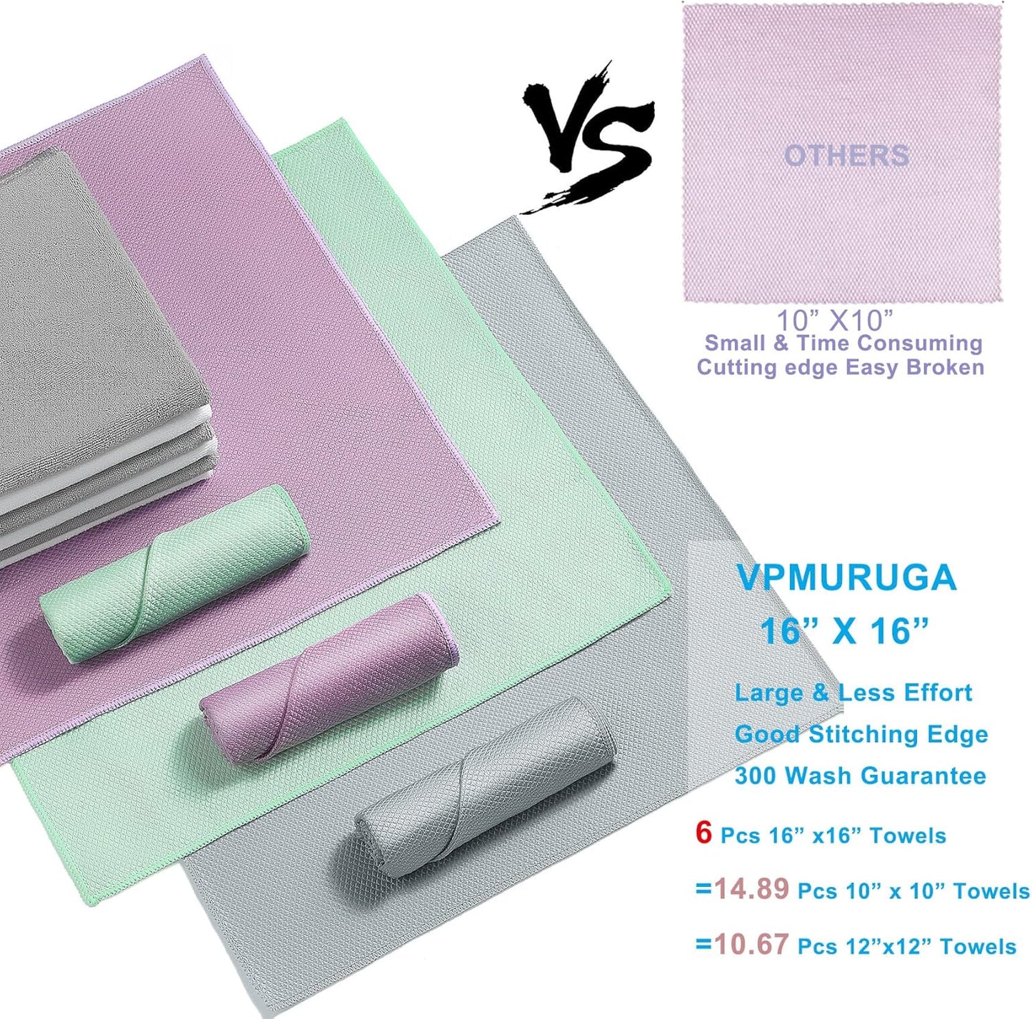 Nanoscale Cleaning Cloth,Easy Clean Fish Scale Microfiber Glass Cleaning Cloths Streak Free for Window Car Mirrors Windshield Lint Free Microfiber Polishing Cleaning All-Purpose Towel Pack of 6(Green)