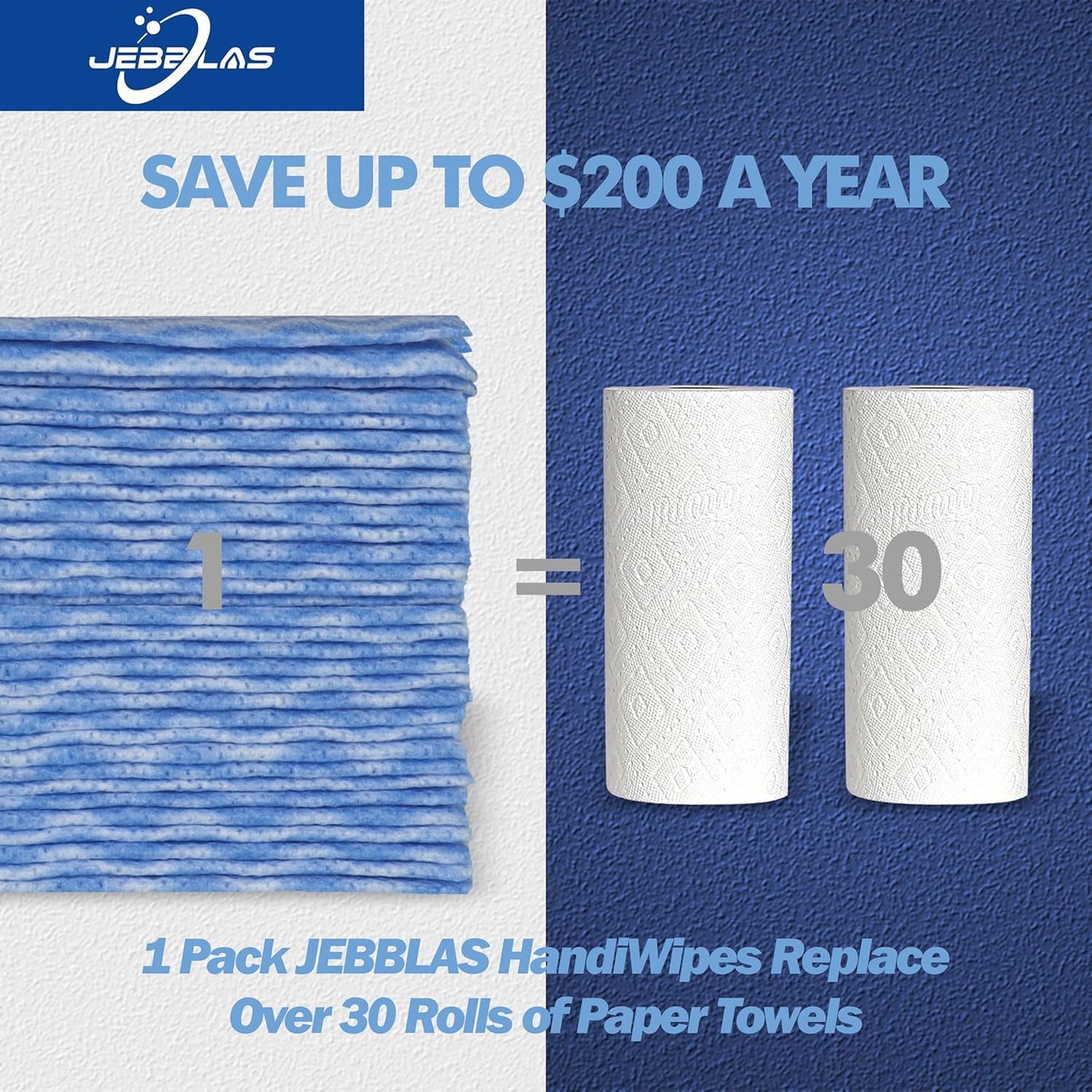 JEBBLAS 100Pcs Reusable Cleaning Cloths 11.8‘’x11.8‘’ Handi Wipes Reusable Cloths Dry Cleaning Cloths Dish Towel Dish Cloths Handy Cleaning Wipes, Blue