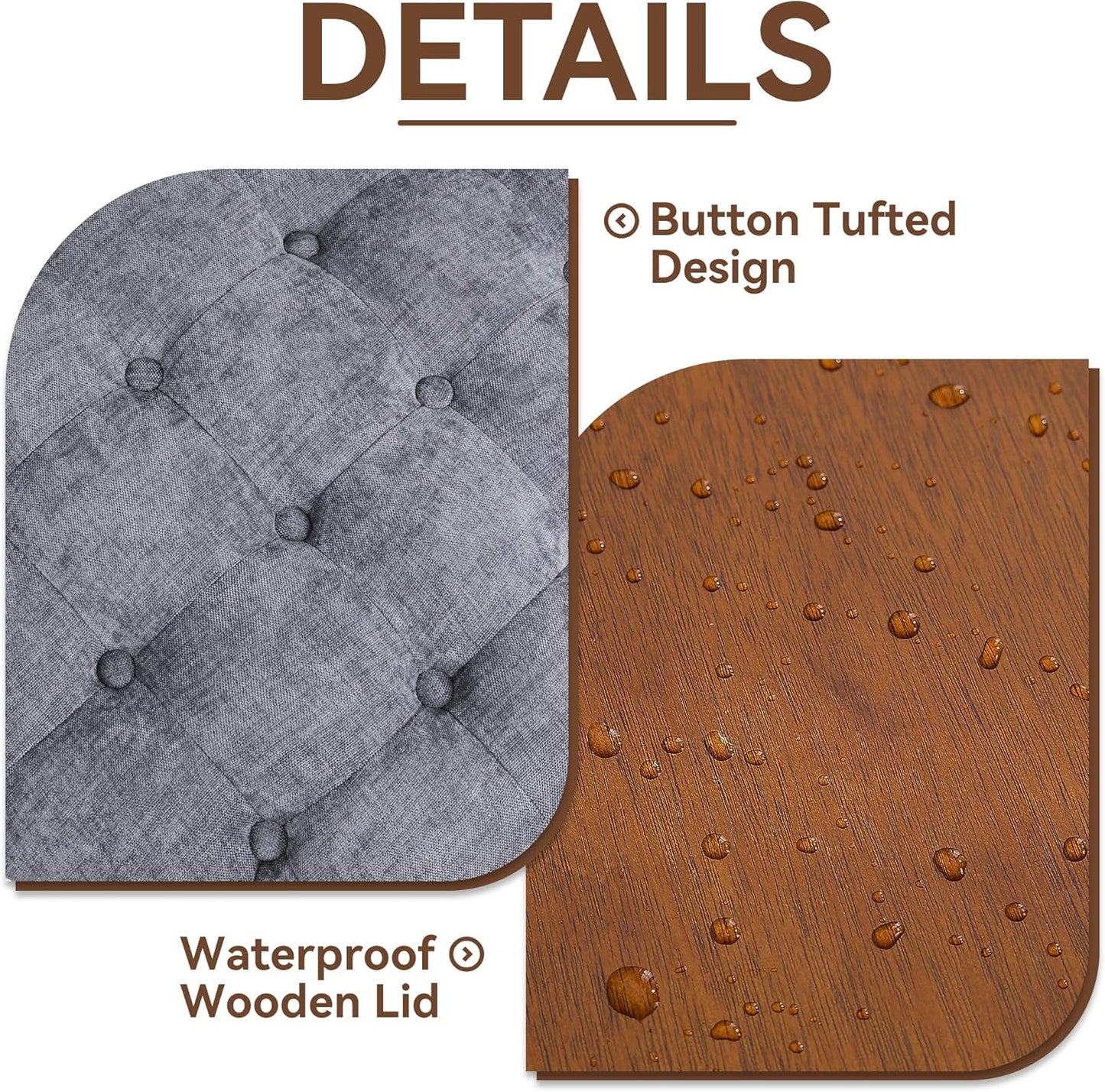 24Inch Round Storage Ottoman with Tray, Modern Tufted Circle Coffee Table with Storage, Upholstered Ottoman with Removable Top for Living Room, Bedroom, Chenille Blue