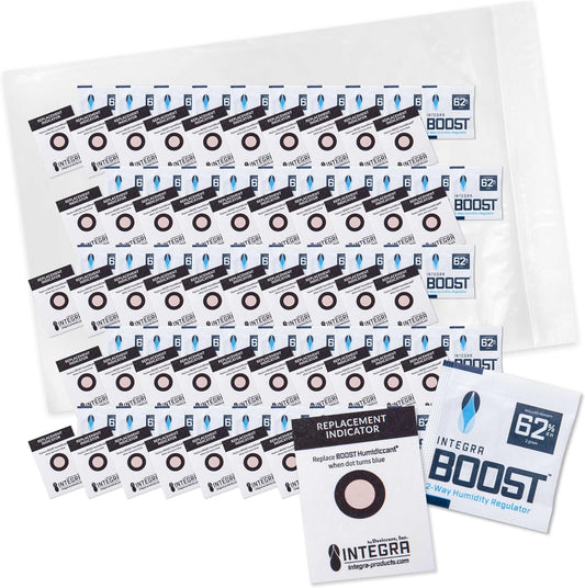 Integra Boost 2-Way Humidity Control Pack – Patented Technology for Humidity Control – Preserve Flavor & Maintain 62% RH – Moisture Absorber for Herbs, Spices & More – 2 Gram (Pack of 50)