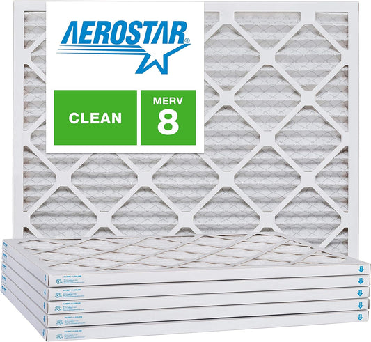 Aerostar 8x14x1 MERV 8, Pleated Air Filter, 8x14x1, Box of 6, Made in the USA