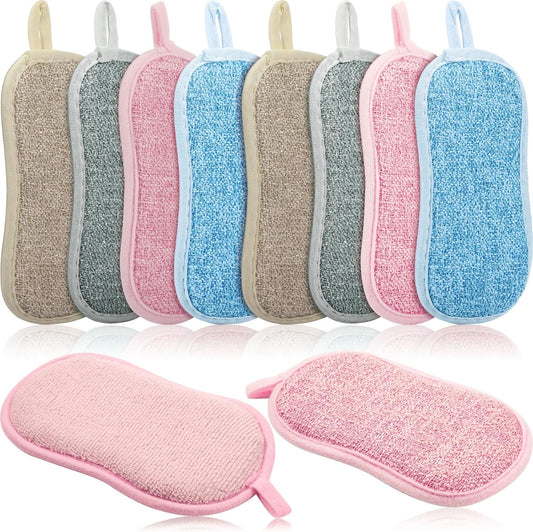 Boao 10 Pieces Multipurpose Kitchen Scrub Sponges, Non-Scratch Microfiber Scrub Sponges for Kitchen Reusable Scouring Pads Sponge Scrubber for Household Cleaning Dishes and Pots(Mixed Colors)