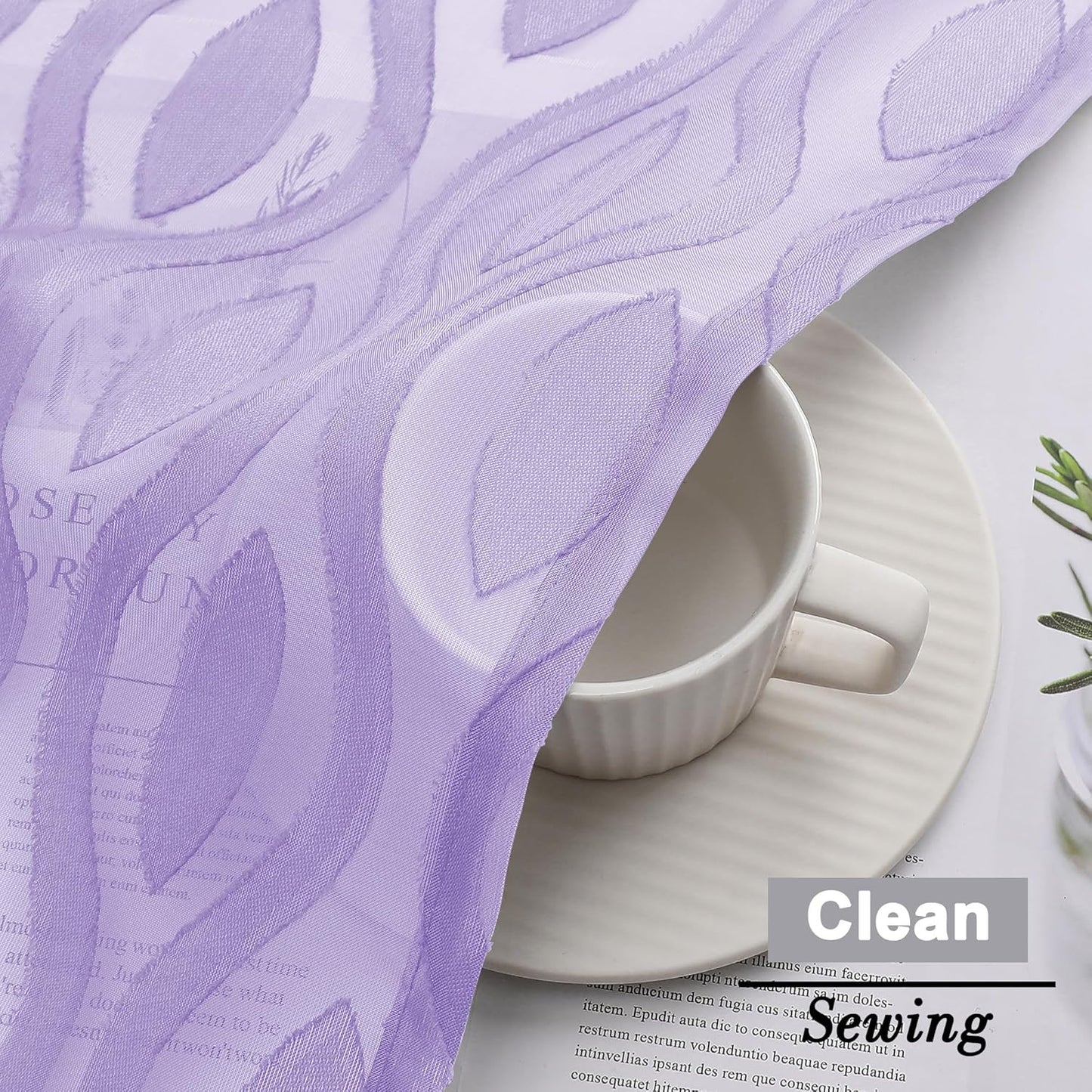 Aiyufeng Purple Sheer Curtains 84 Inch Length 2 Panels, Solid Lightweight Clip Jacquard Light Filtering for Bedroom Living Room, Modern Wavy Line Rod Pocket, Total 80 Inches Width