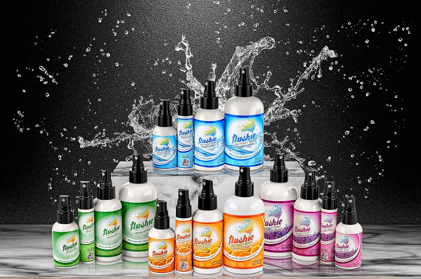 Flushie Pre-Toilet Spray: Travel Size Bathroom Spray for Toilet Deodorizer (4oz - Linen, 3 Pack)