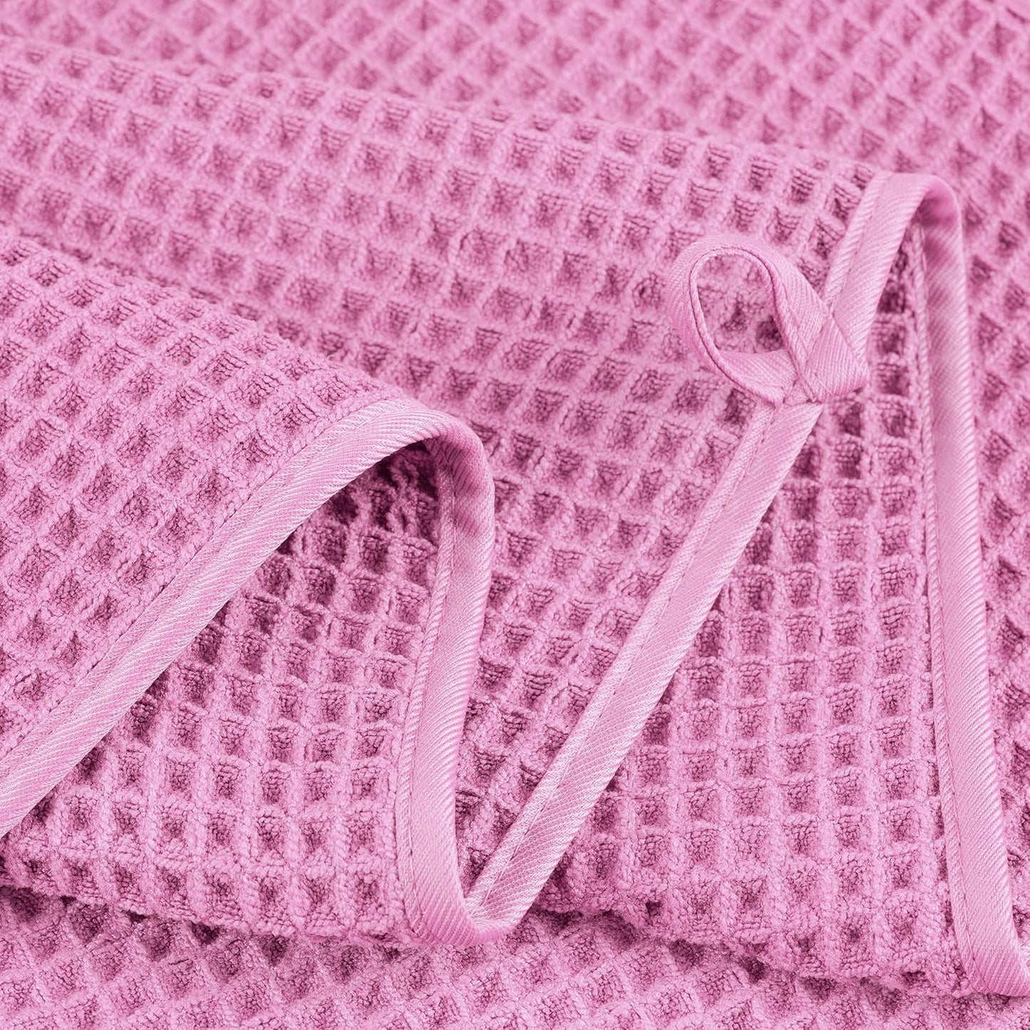 POLYTE Microfiber Oversize Quick Dry Lint Free Bath Towel, 60 x 30 in, 4 Pack (Waffle Weave)