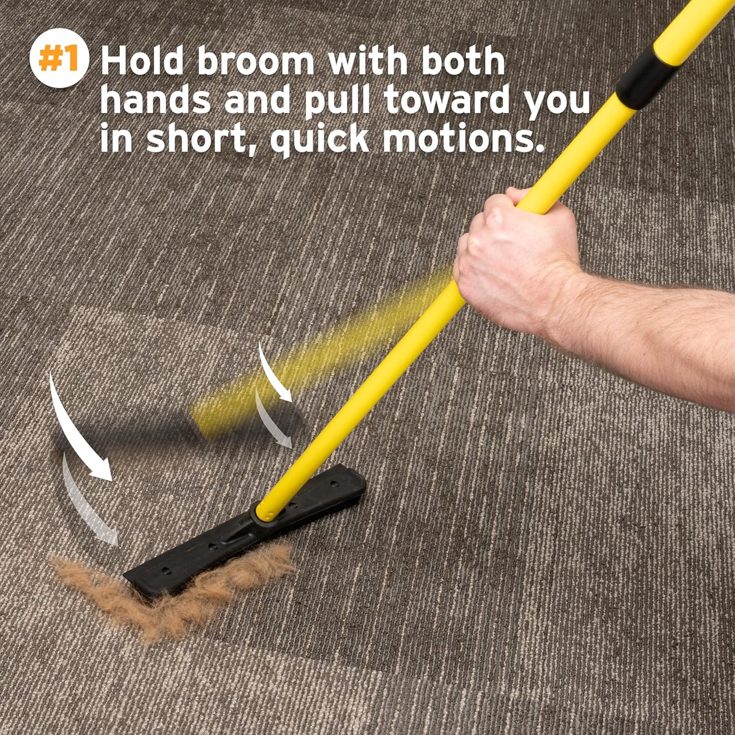 FURemover Original Pet Hair Rubber Broom with Squeegee, with 58” Telescopic Handle for Carpet, Tile and Hardwood and Handheld Lint Brush Combo